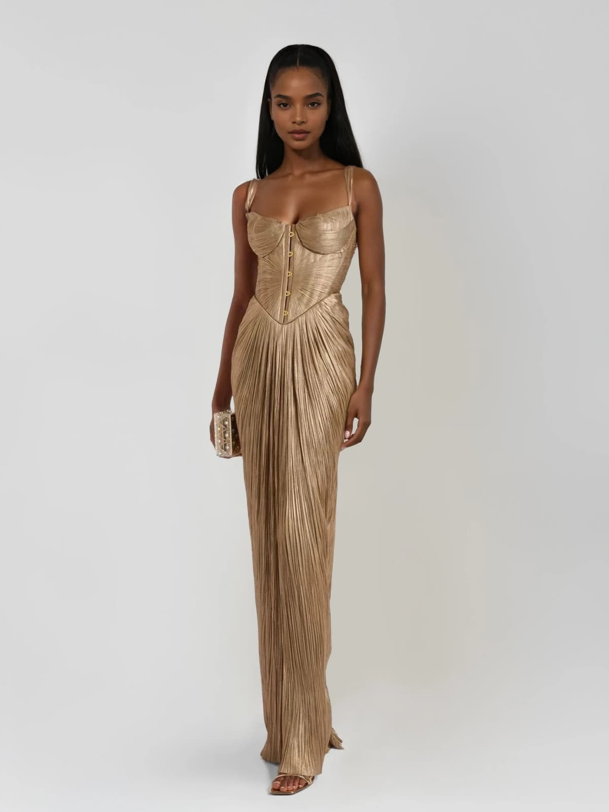 Zerina - Women’s Metallic Corset Maxi Dress