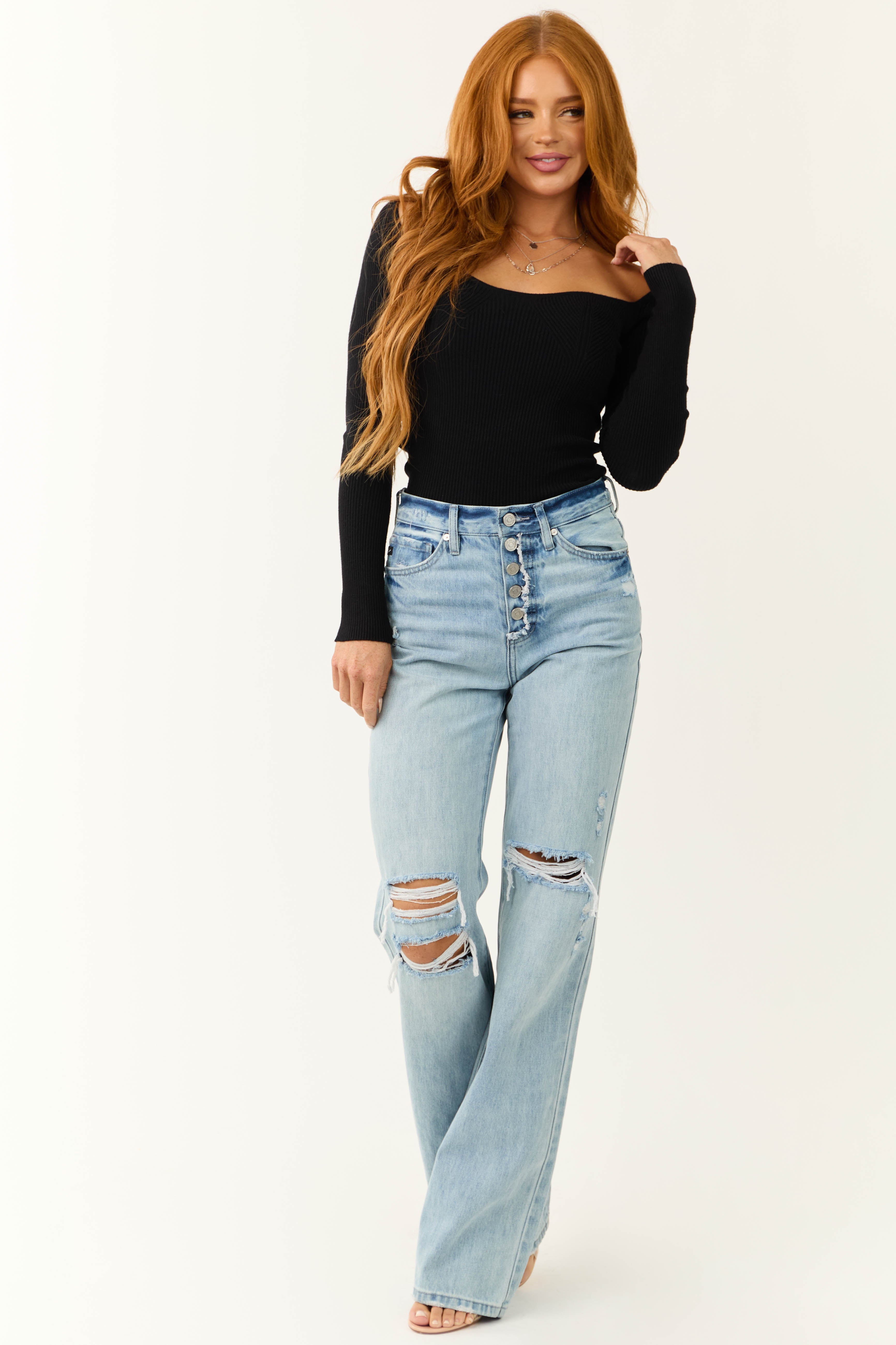 Ravira | High-Rise Distressed Relaxed Jeans