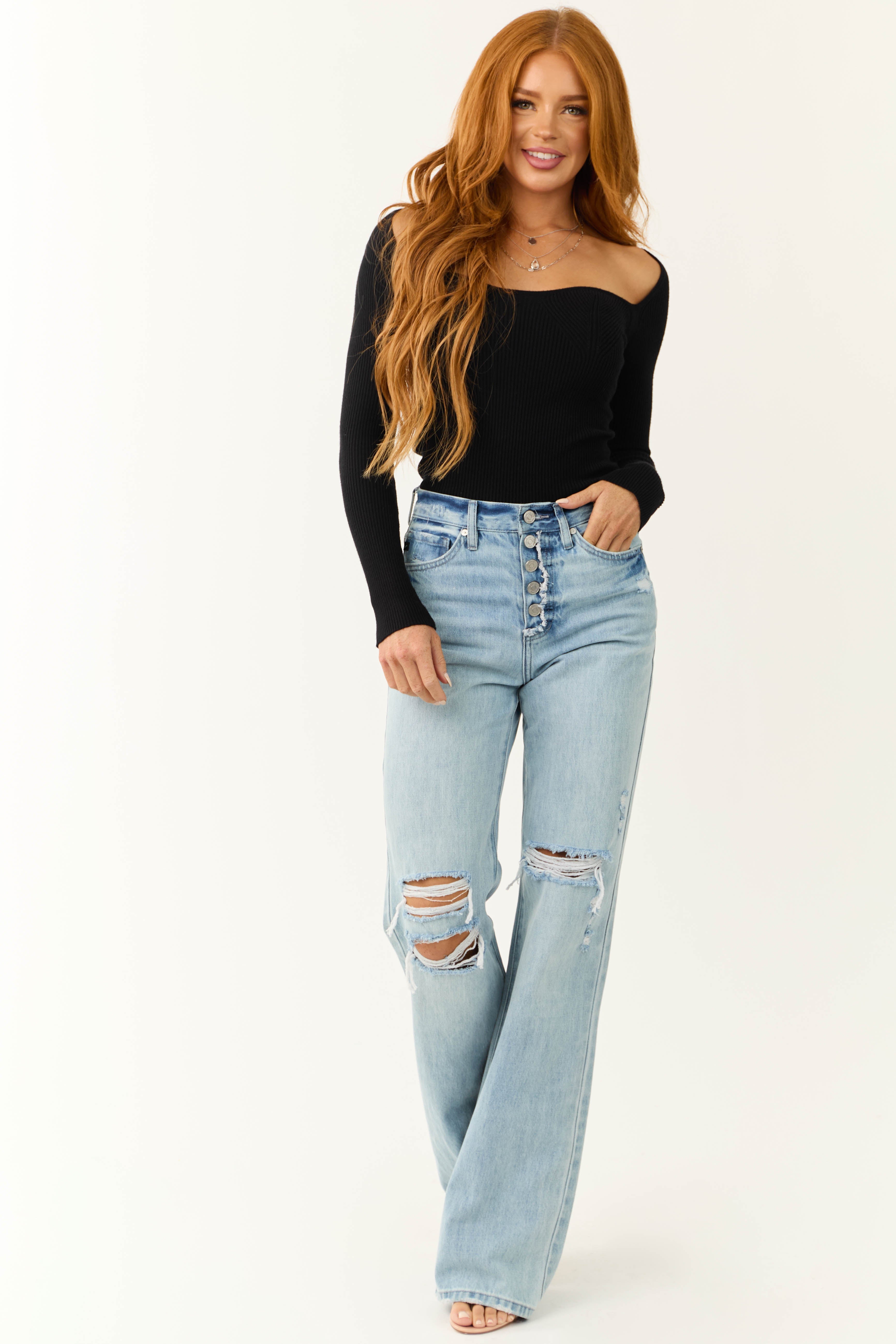 Ravira | High-Rise Distressed Relaxed Jeans