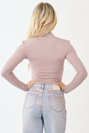 Selina | Mock Neck Ribbed Knit Top