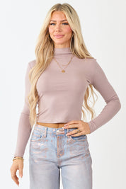 Selina | Mock Neck Ribbed Knit Top