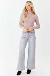 Selina | Mock Neck Ribbed Knit Top