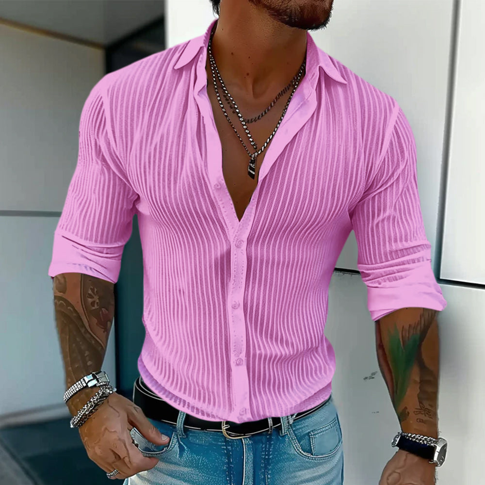 Chase Kingsport | Men’s Milan Striped Lapel Shirt