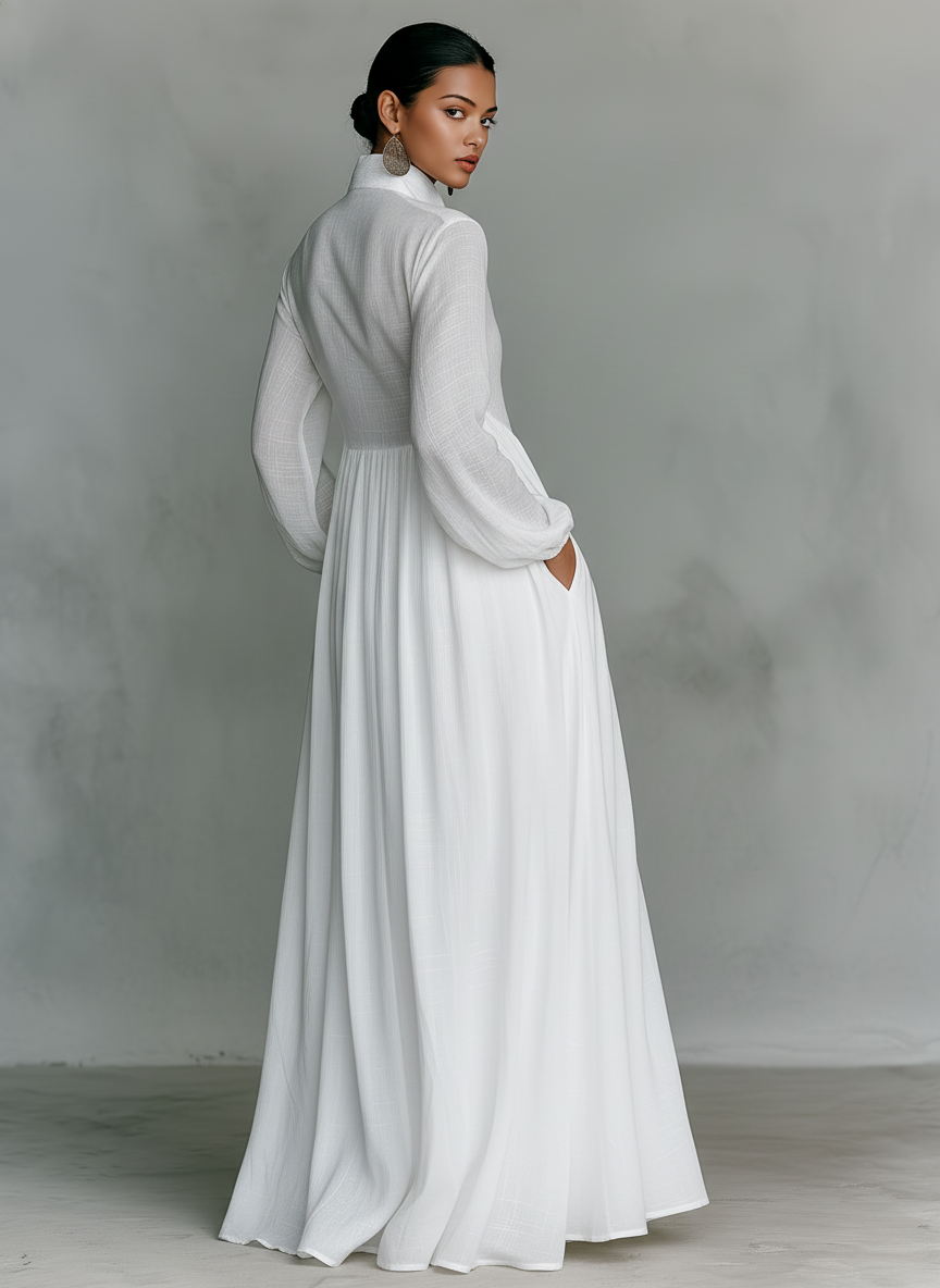 Elowara | Cotton Linen Patchwork Maxi Dress