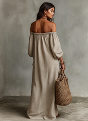 Lunavira - Women’s Off Shoulder Linen Maxi Dress