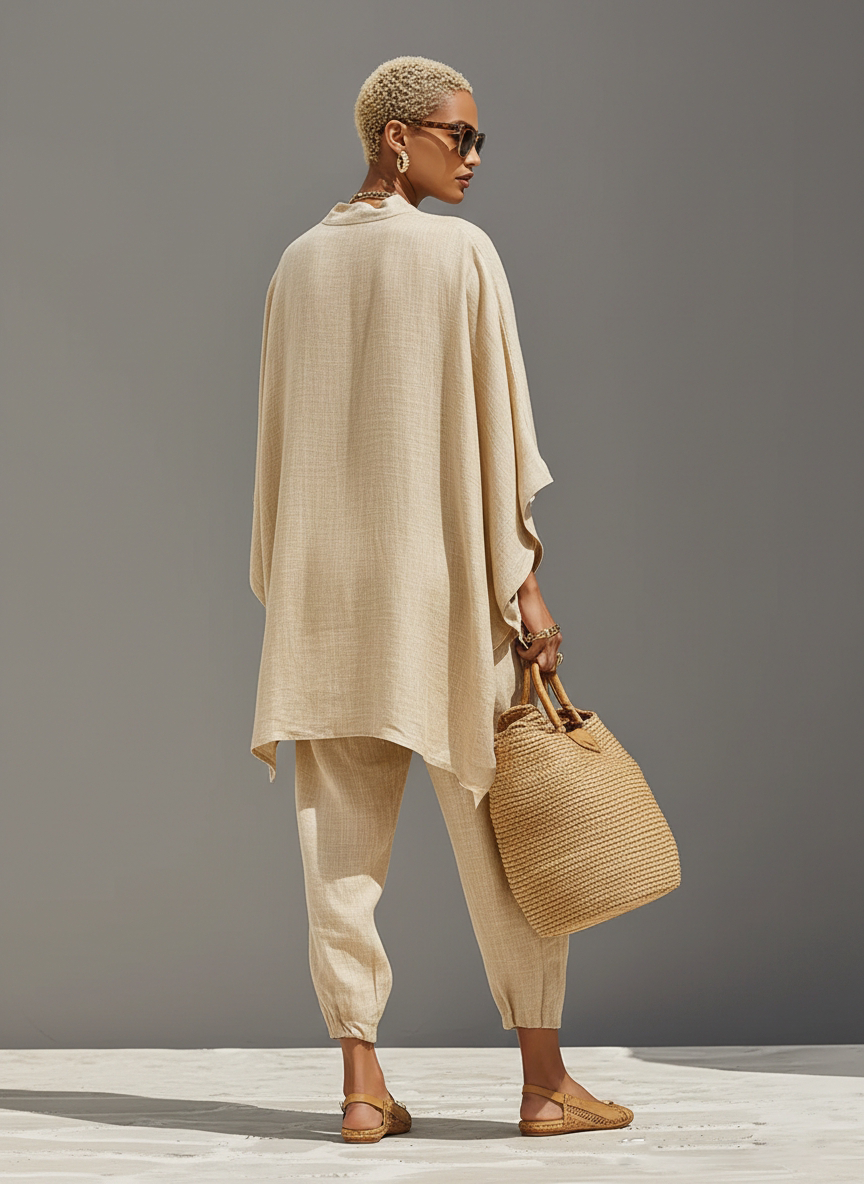 Serona - Women’s Textured Linen Two-Piece Set