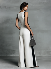 Monviera - Women’s Colorblock Wide Leg Jumpsuit