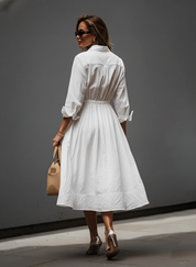 Lioressa - Women’s Linen Shirt Midi Dress