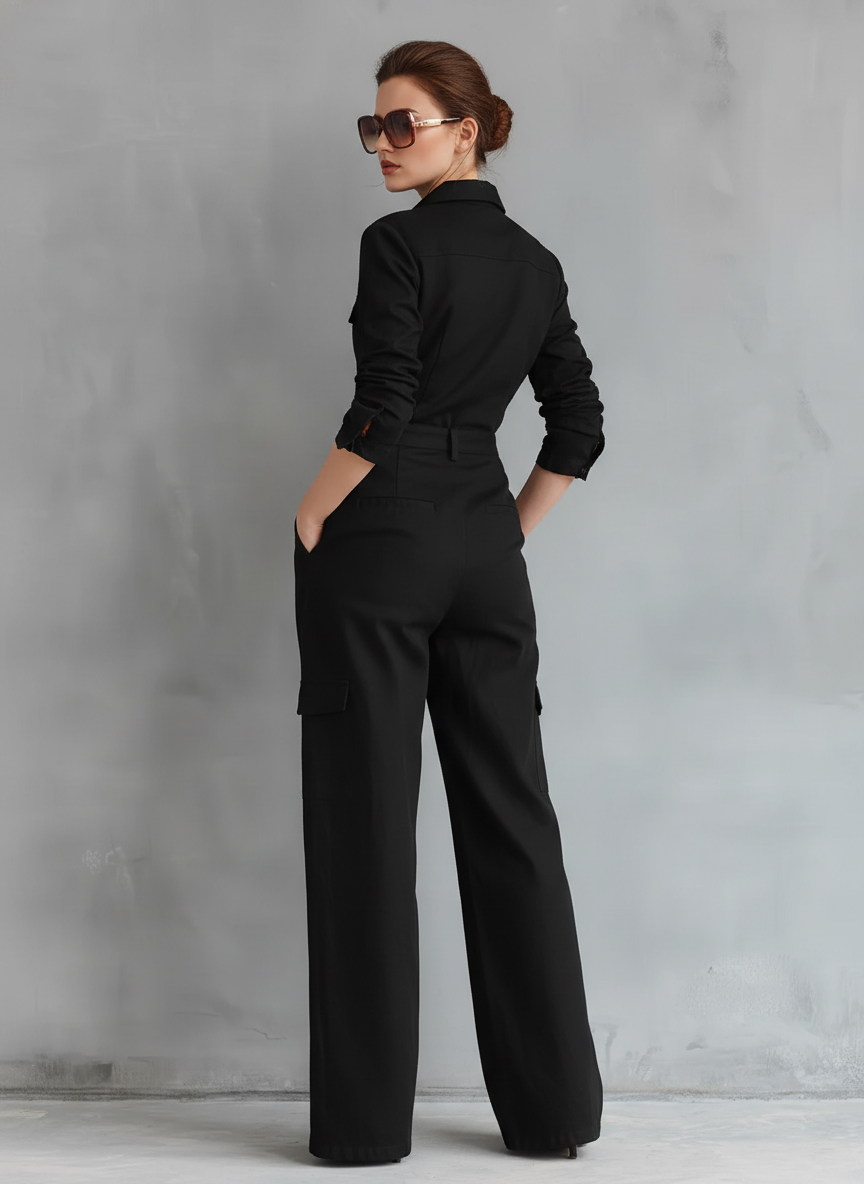 Cirevona - Women’s Cotton Linen Shirt Jumpsuit