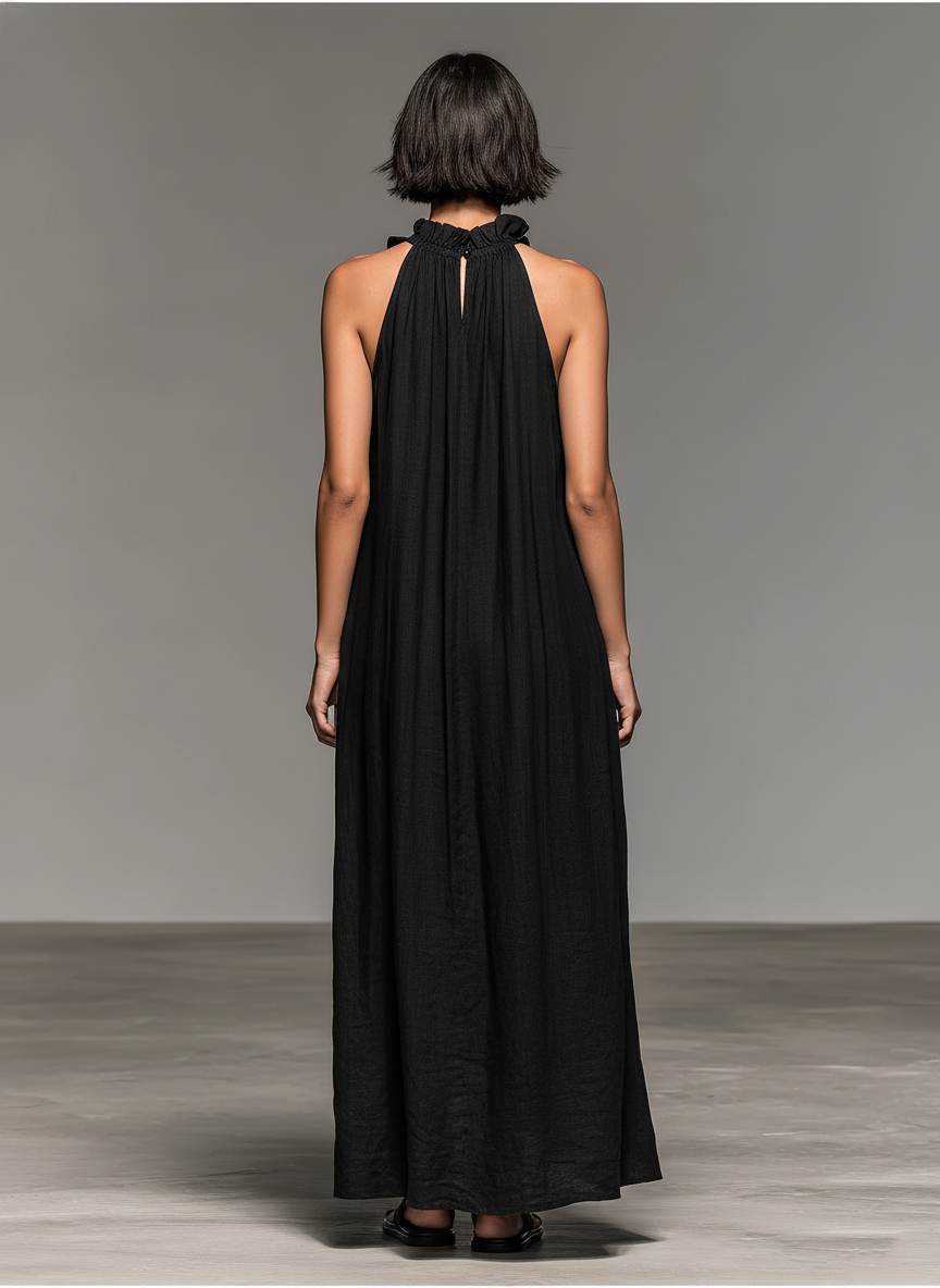 Alvera | Linen-Blend Ruffle Maxi Dress
