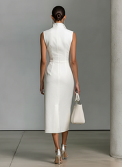 Seralyn - Women’s Linen Blend Sleeveless Midi Dress