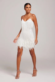 Marj | Women’s Cocktail Dress with Fringe Feathers