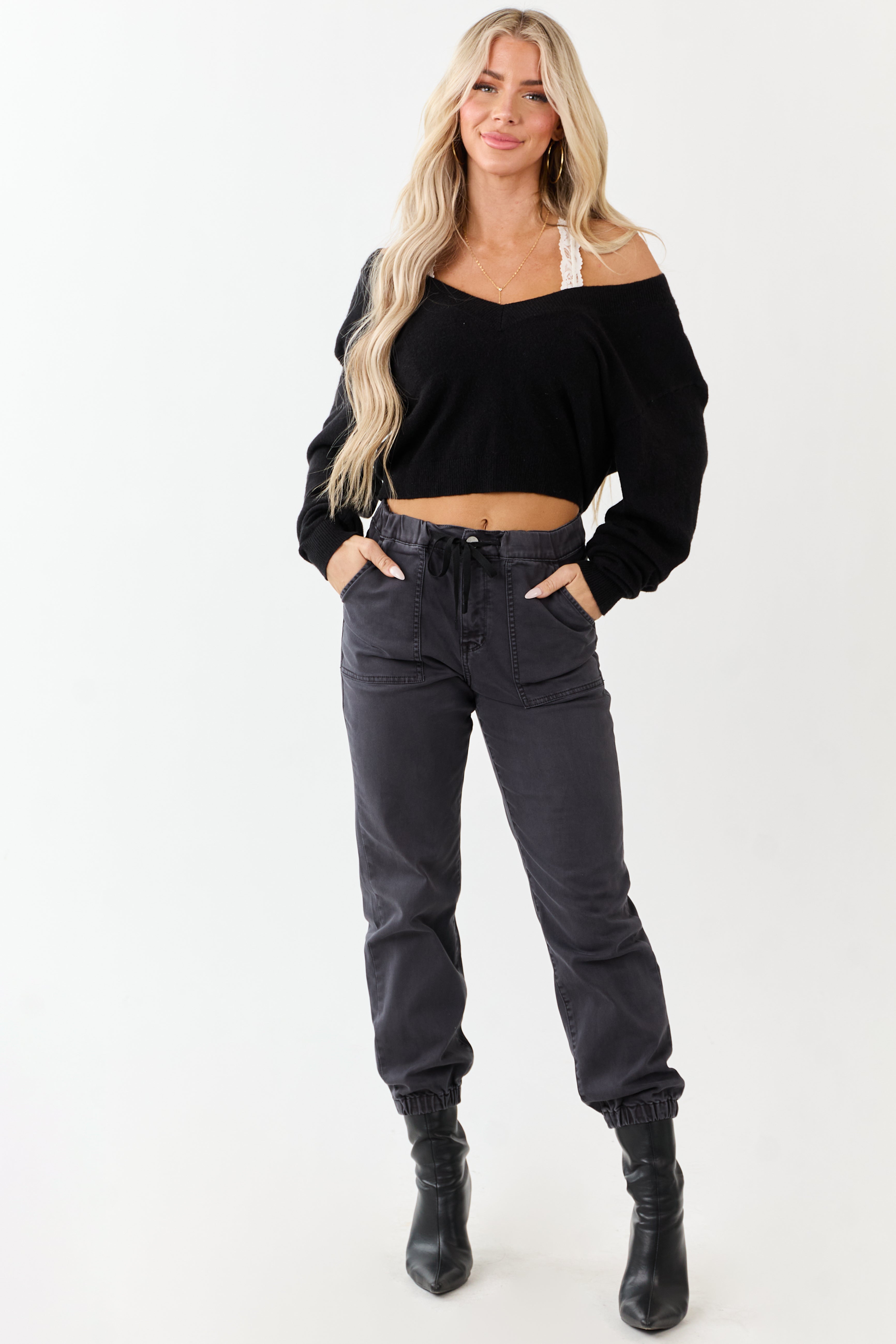 Denara | High-Rise Denim Jogger Pants