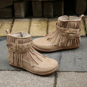 Arielle | Women's Ankle-Length Boho Cowboy Boots - Fringe & Studs