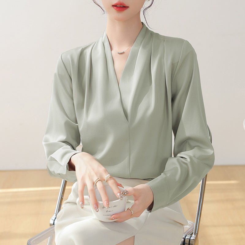 Norvella | Women’s Pleated Satin Blouse