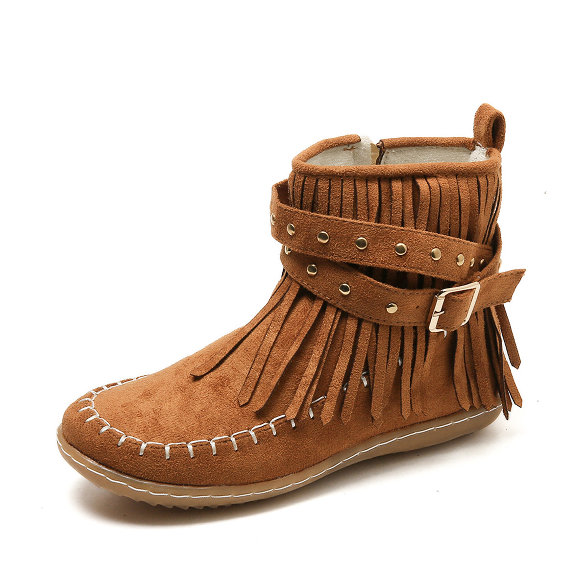 Arielle | Women's Ankle-Length Boho Cowboy Boots - Fringe & Studs