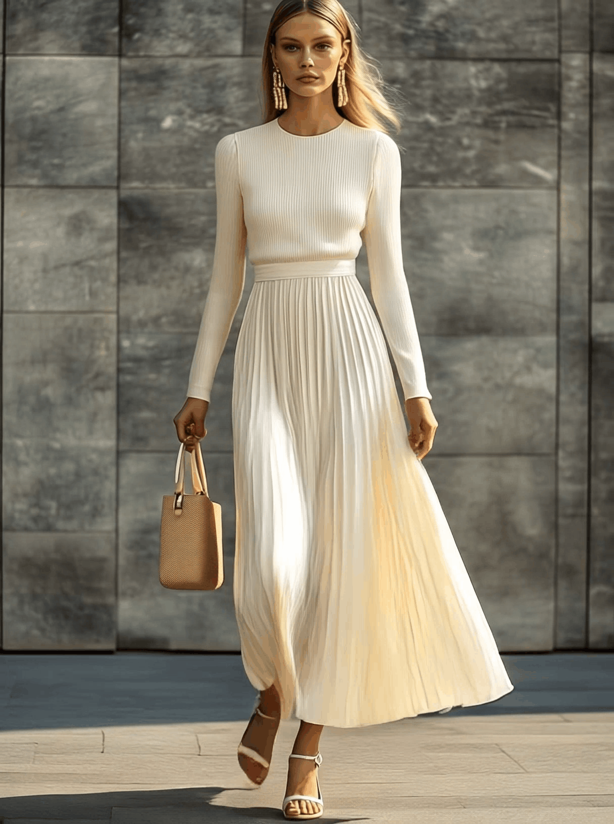 Serenna | Knit Bodice Pleated Maxi Dress