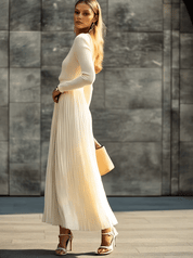 Serenna | Knit Bodice Pleated Maxi Dress