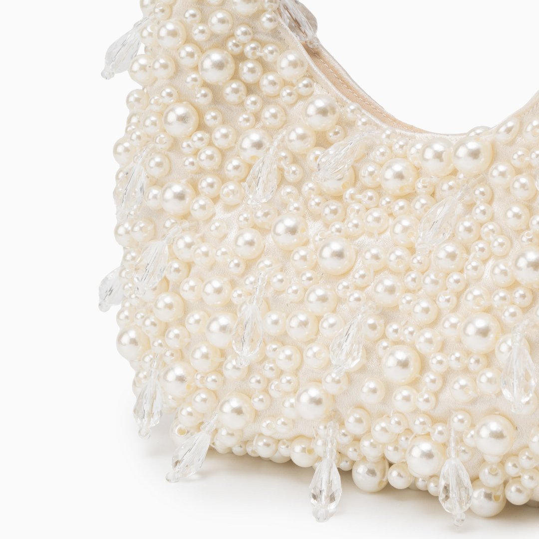 Laurent Avenue | Pearl Bead Handbag – Sculpted Top-Handle – Structured Mini Design