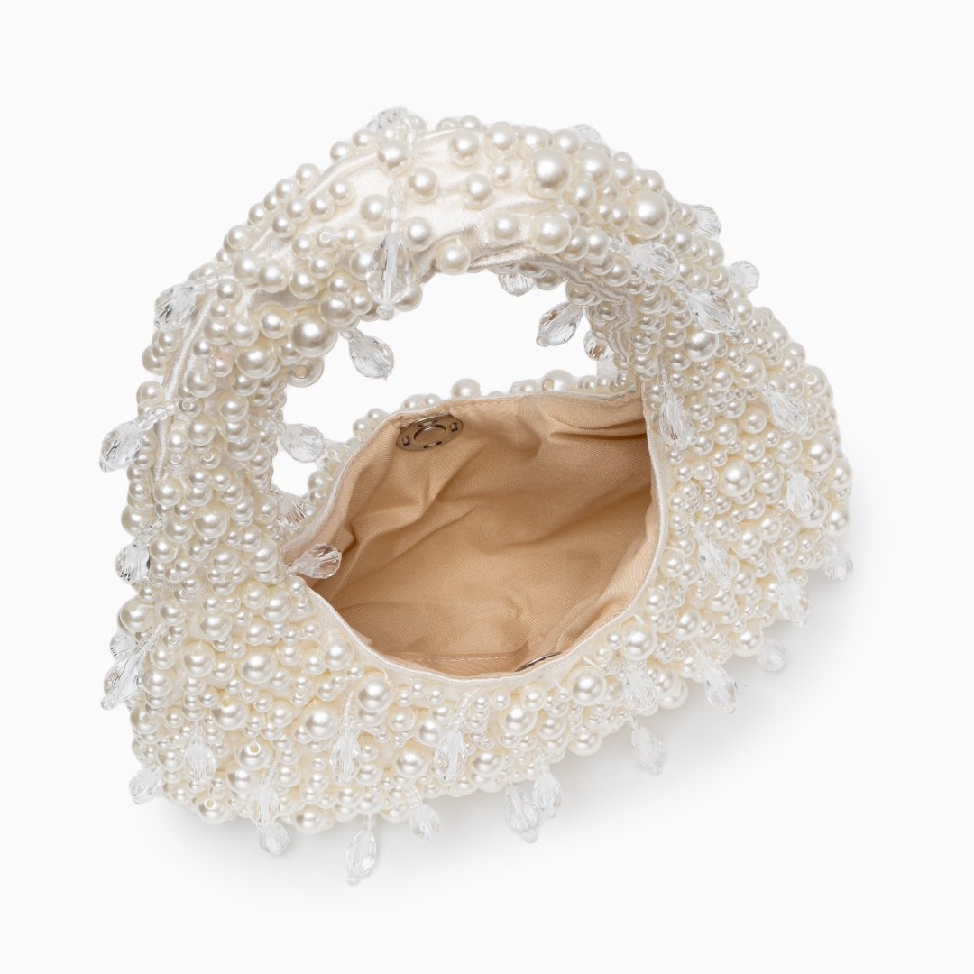 Laurent Avenue | Pearl Bead Handbag – Sculpted Top-Handle – Structured Mini Design
