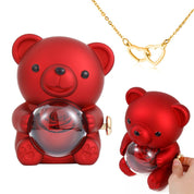 Kouvr | Preserved Rose Bear Gift Box for Her with Hidden Necklace