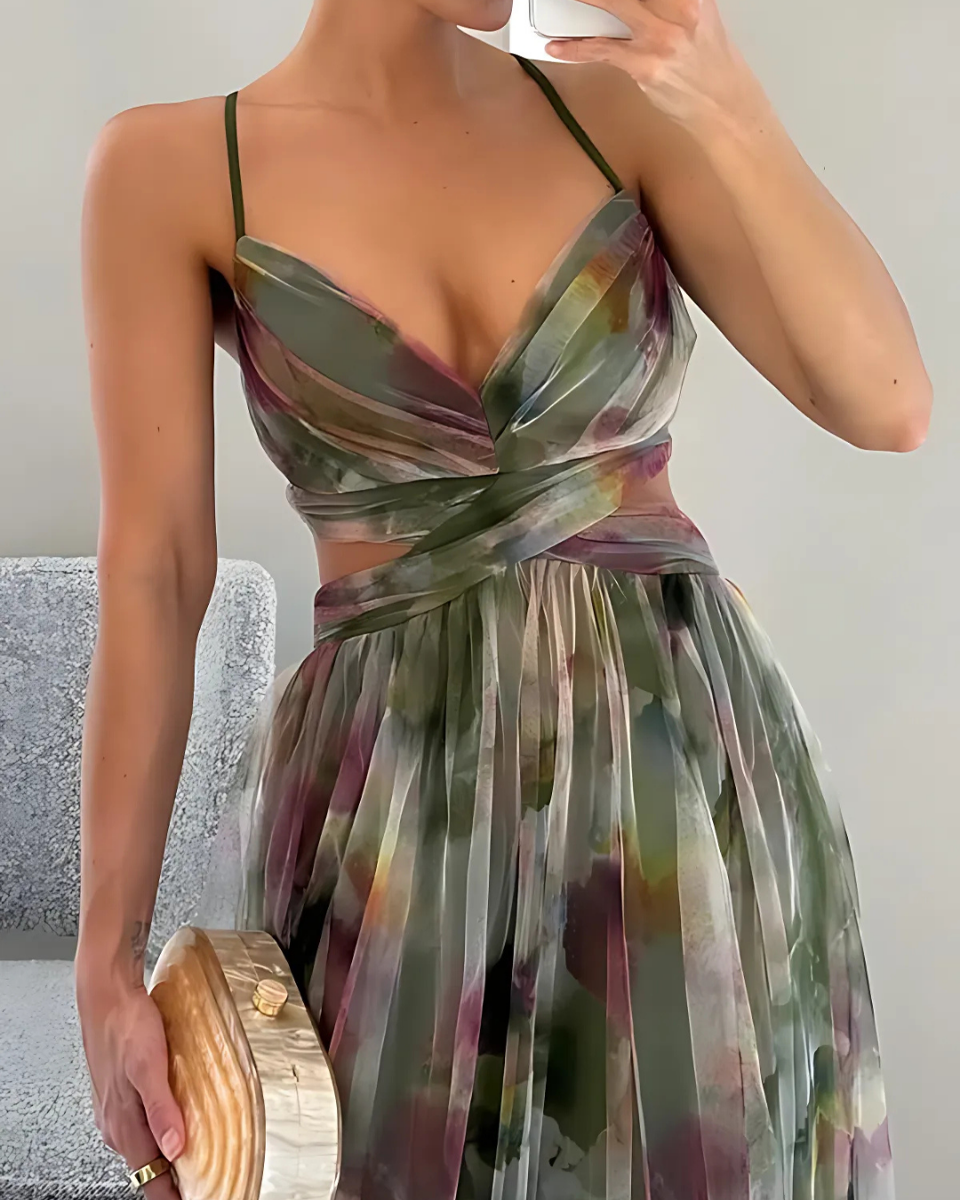 Rosina | Women’s Elegant Floral Maxi Dress with Spaghetti Straps