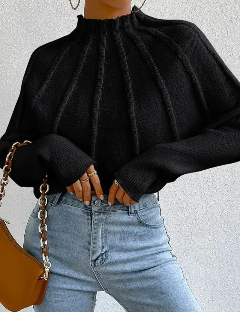 Averia | Women’s Batwing Knit Mock Neck Sweater