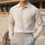 Velaro | Men’s Textured Knit Polo Sweater