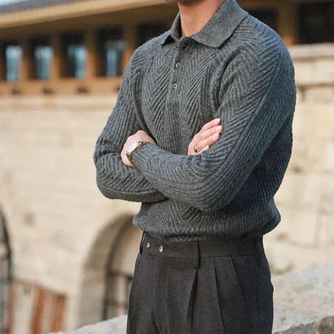 Velaro | Men’s Textured Knit Polo Sweater