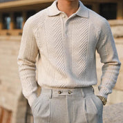 Velaro | Men’s Textured Knit Polo Sweater