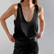 Selene - Women’s Satin Draped Tank Top