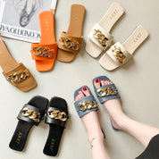 Aureliax | Chain Link Square Toe Flats