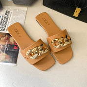 Aureliax | Chain Link Square Toe Flats