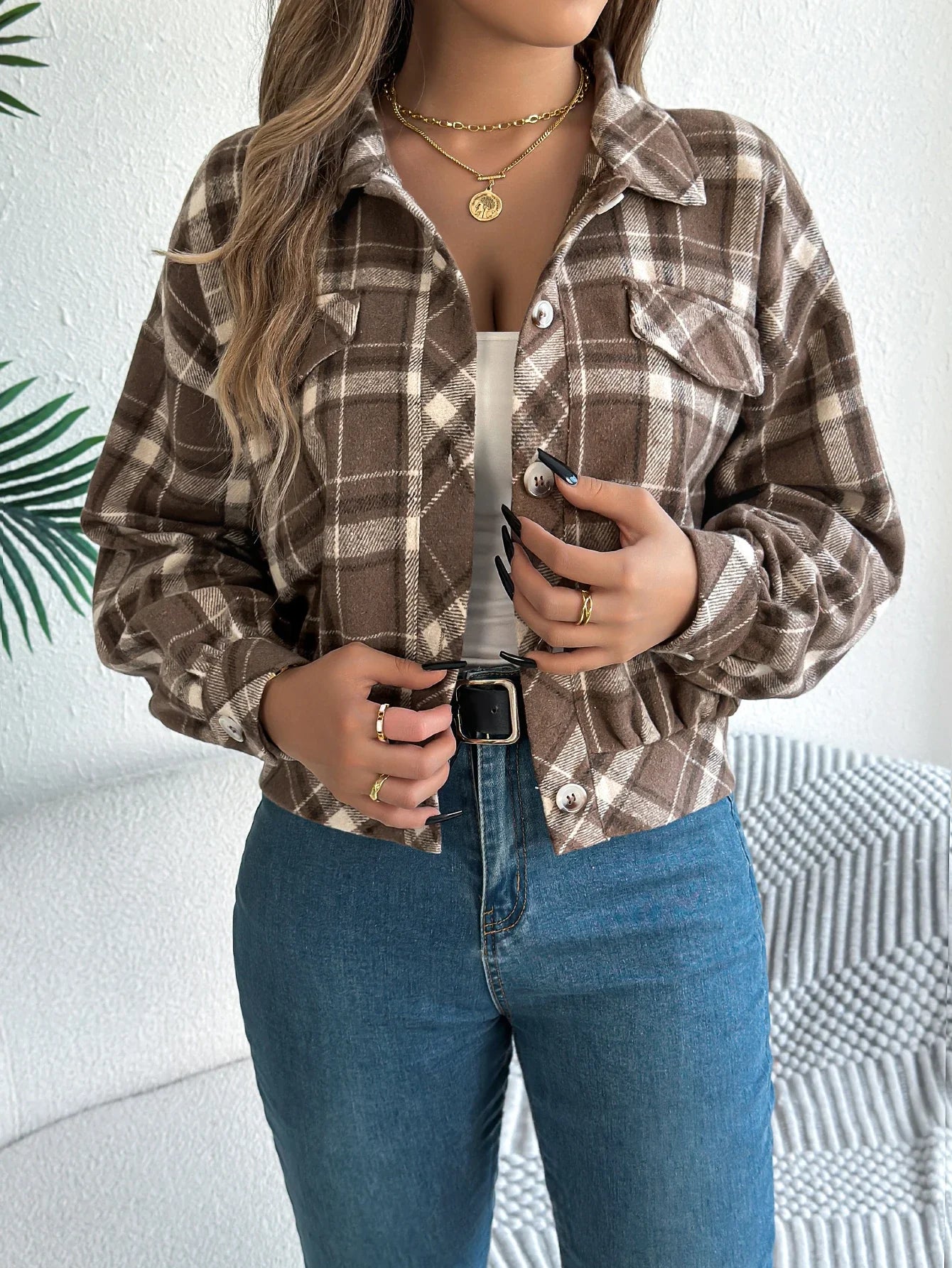 Lunara | Women’s Cropped Plaid Jacket