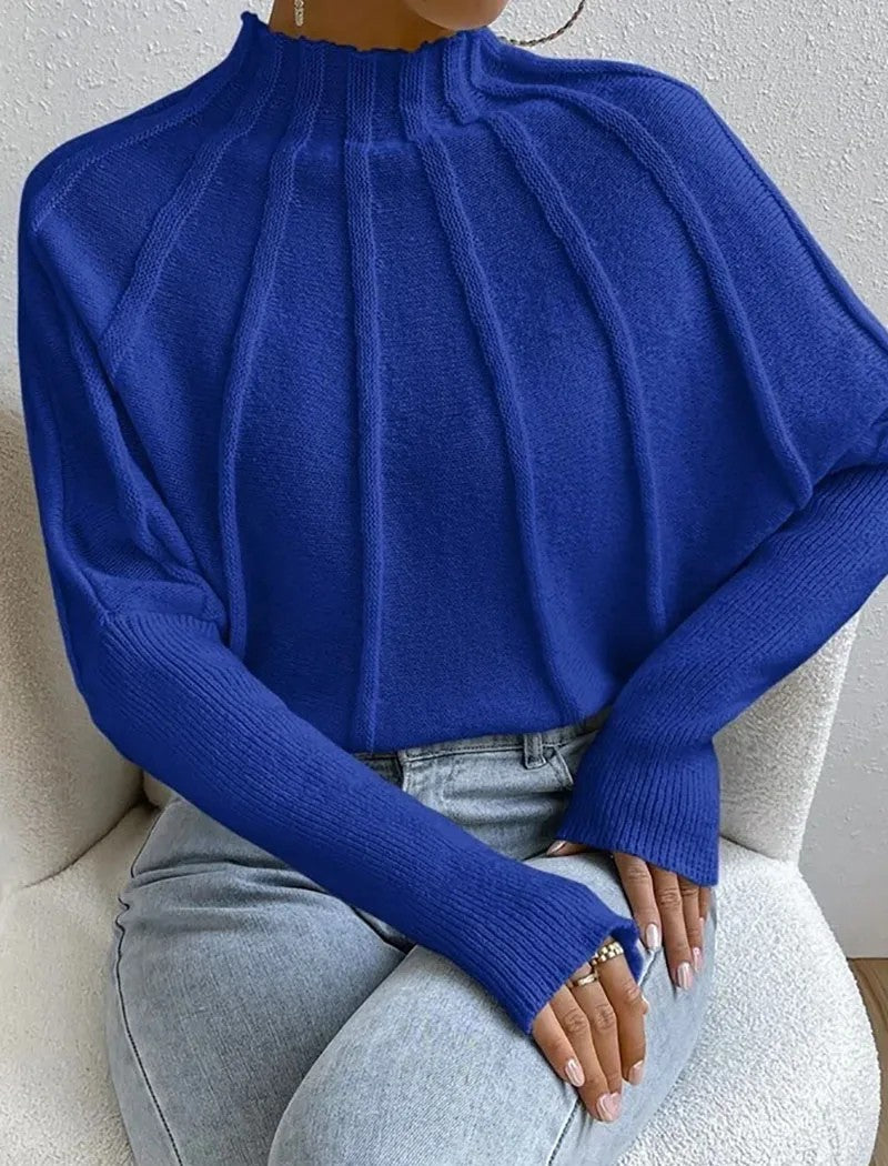 Averia | Women’s Batwing Knit Mock Neck Sweater