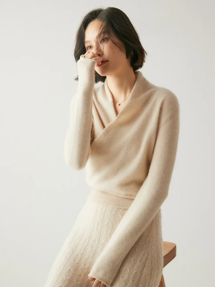 Elvoro | Cashmere Crossover Collar Sweater