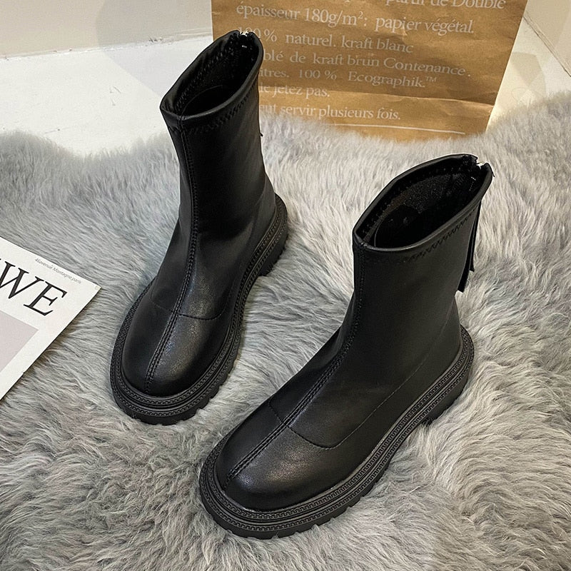 Luxy Banks | Women's Ankle Boots - Chunky Sole with Slip-On Design