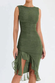 Charlotte | Women’s Stretch Mesh Midi Dress with Low Back