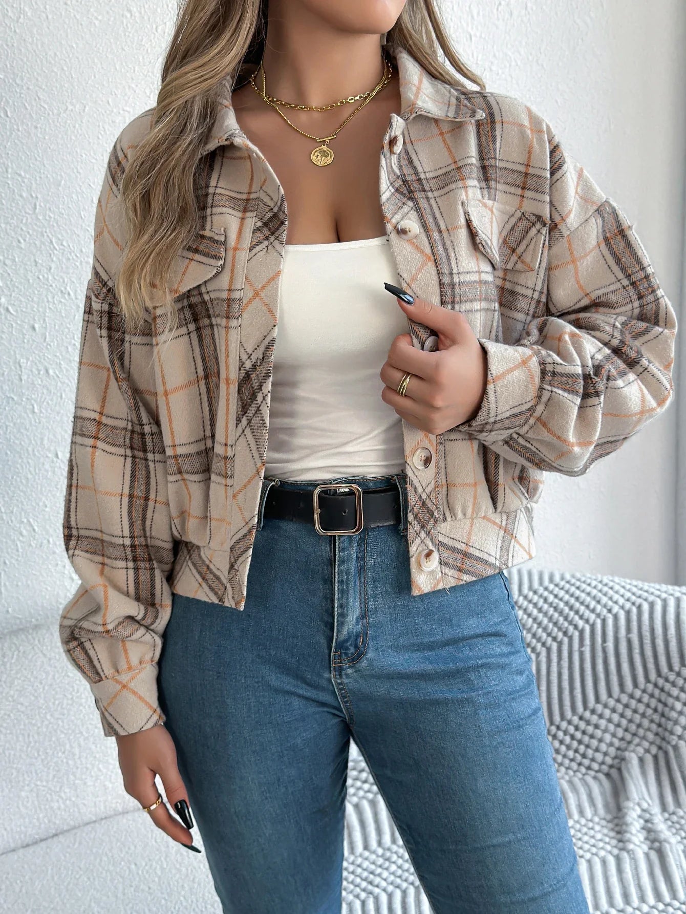 Lunara | Women’s Cropped Plaid Jacket