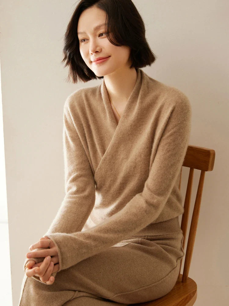 Elvoro | Cashmere Crossover Collar Sweater
