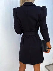 Gianni Deveroux | Women's Double-Breasted Blazer Dress - Puff Sleeve, Tailored Fit