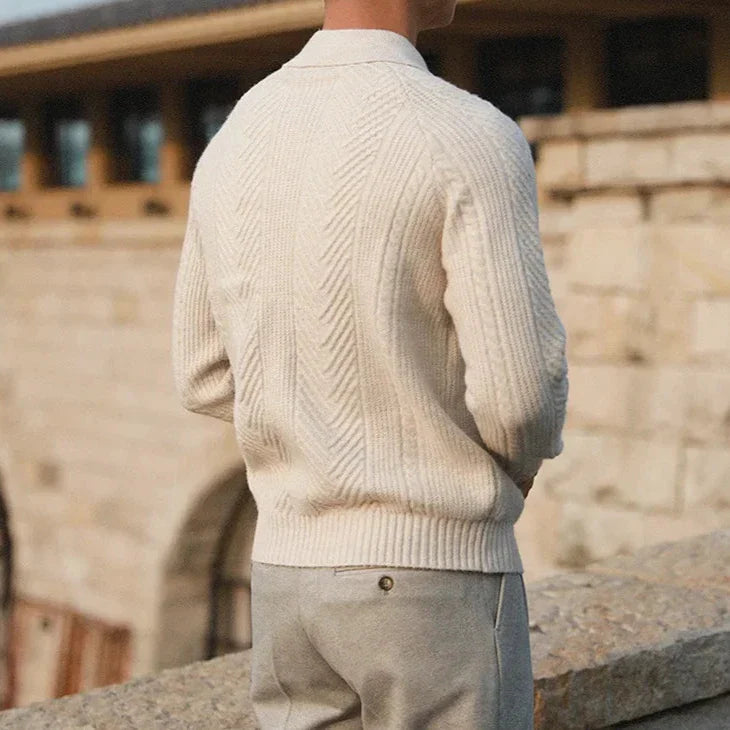Velaro | Men’s Textured Knit Polo Sweater