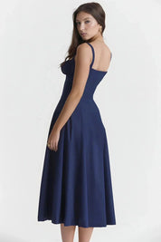 Linsay | Women’s Corset Bodice Midi Dress with Tie Back