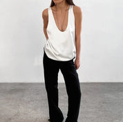 Selene - Women’s Satin Draped Tank Top