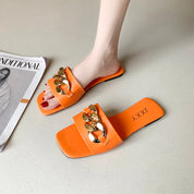 Aureliax | Chain Link Square Toe Flats