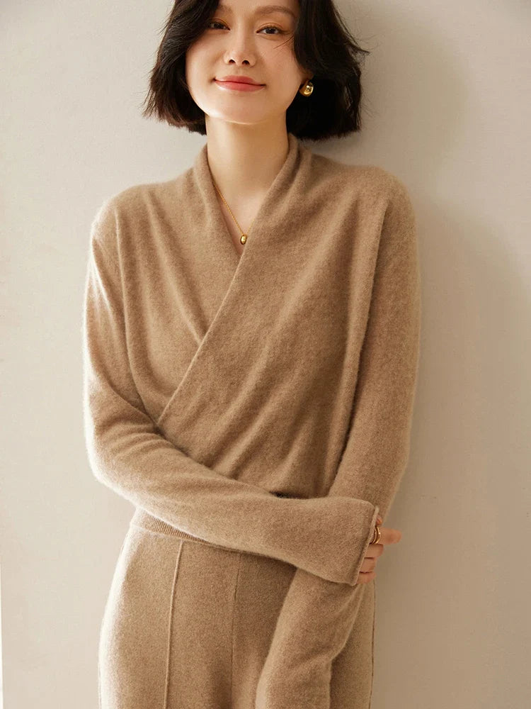 Elvoro | Cashmere Crossover Collar Sweater