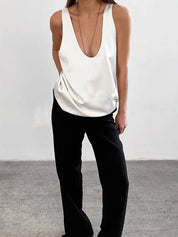 Selene - Women’s Satin Draped Tank Top