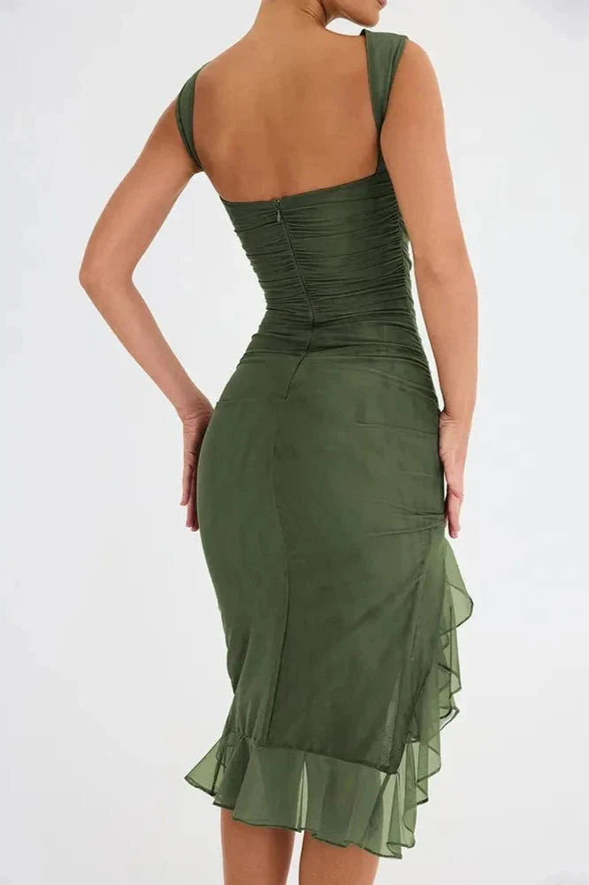Charlotte | Women’s Stretch Mesh Midi Dress with Low Back