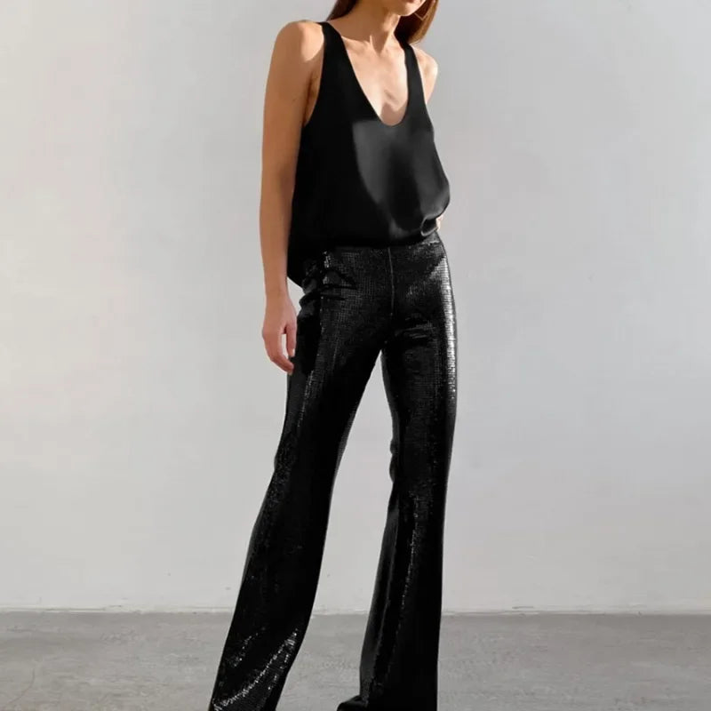 Selene - Women’s Satin Draped Tank Top