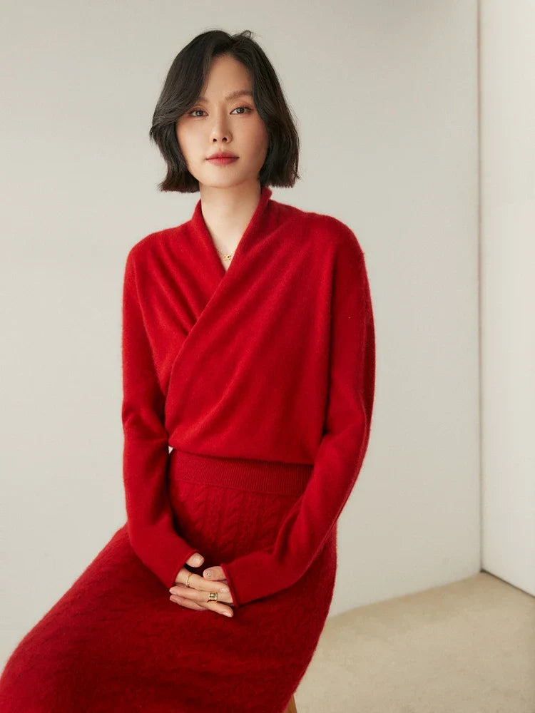 Elvoro | Cashmere Crossover Collar Sweater